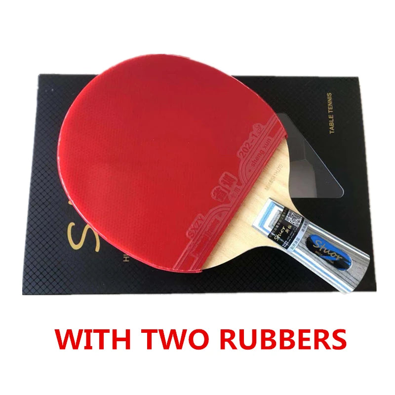 Stuor 7Ply ALC Carbon Fiber Table Tennis Blade Lightweight Ping Pong Racket Blade Table Tennis Accessories Table Tennis Bat CS WITH RUBBERS