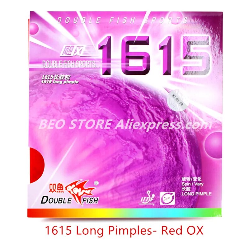 Double Fish 1615 Long Pimples Out Professional Long pimples Table tennis rubber Double Fish Ping Pong Sponge 1615 Red OX