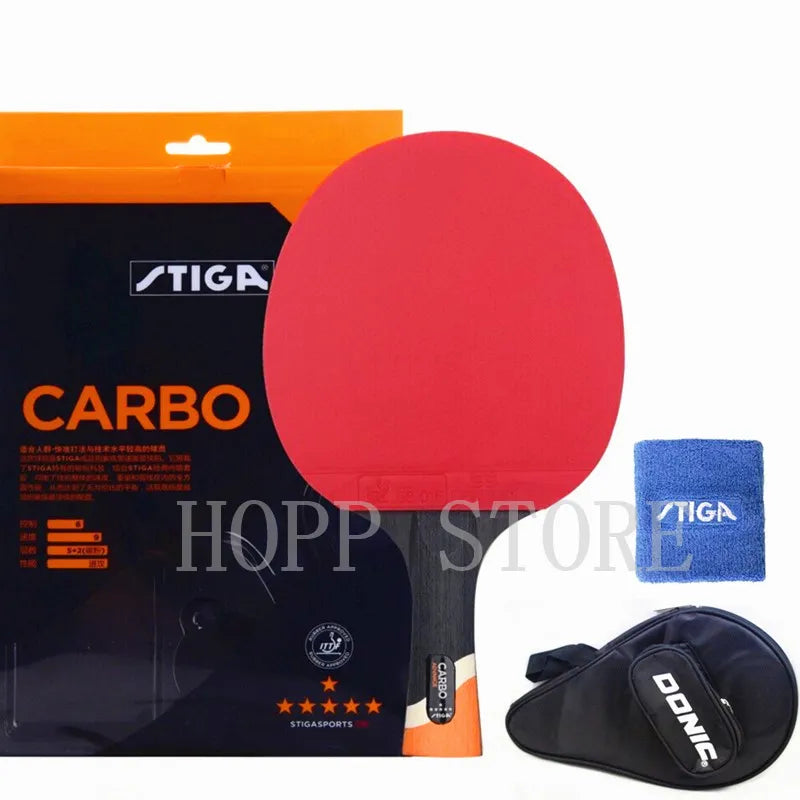STIGA 6 Star Racket Offensive Professional Carbon Pimples In Rubber Original Stiga Table Tennis Rackets Ping Pong Paddle Bat Long Handle Gifts