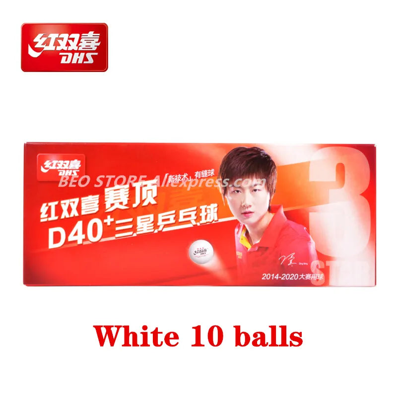 DHS 3 Star D40+ Table Tennis Ball 3-STAR New Material ABS Seamed Poly Plastic Original DHS Ball 3 Star Ping Pong Balls White 10 balls