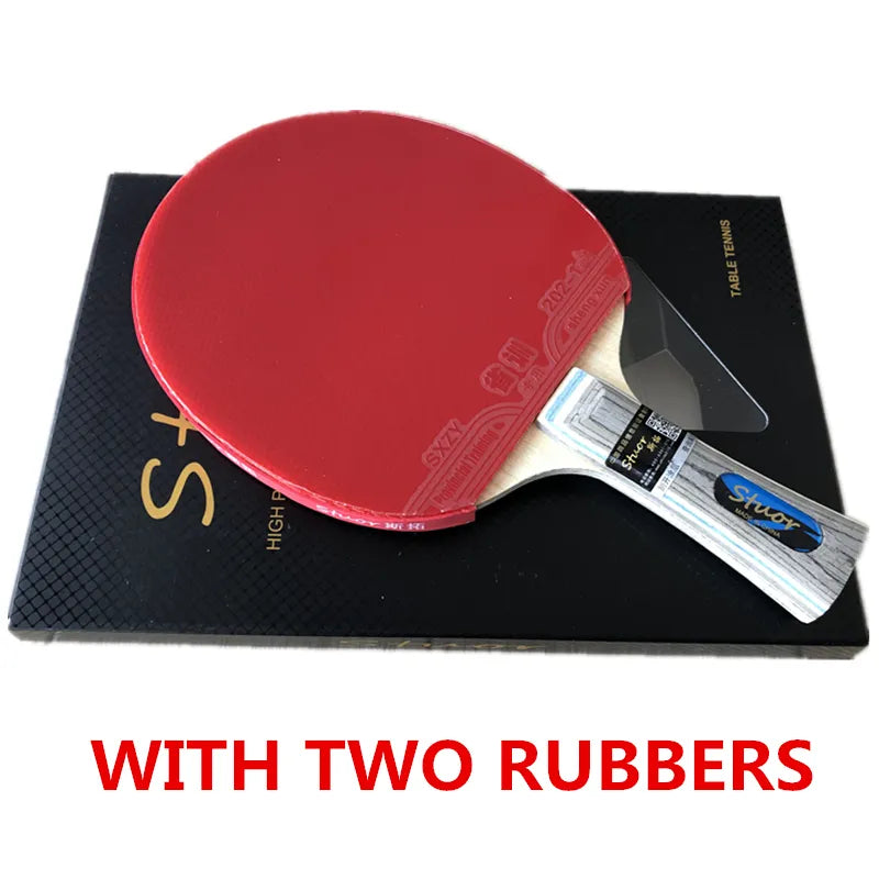 Stuor 7Ply ALC Carbon Fiber Table Tennis Blade Lightweight Ping Pong Racket Blade Table Tennis Accessories Table Tennis Bat FL WITH RUBBERS