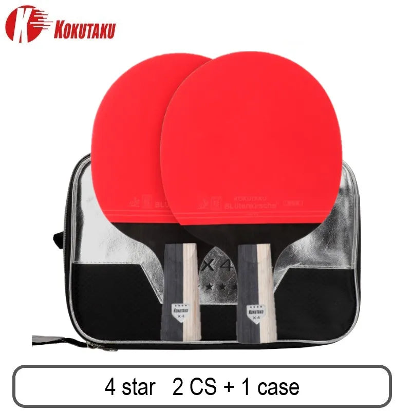 KOKUTAKU ITTF professional 4/5/6 Star ping pong racket Carbon table tennis racket bat paddle set pimples in rubber with bag 4star 2 CS