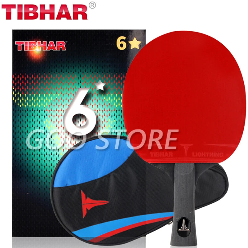 TIBHAR Table Tennis Racket 6/7/8/9 Stars All-round Pipmles in Ping Pong Rackets Blade with Sponge - 6 star FL with bag