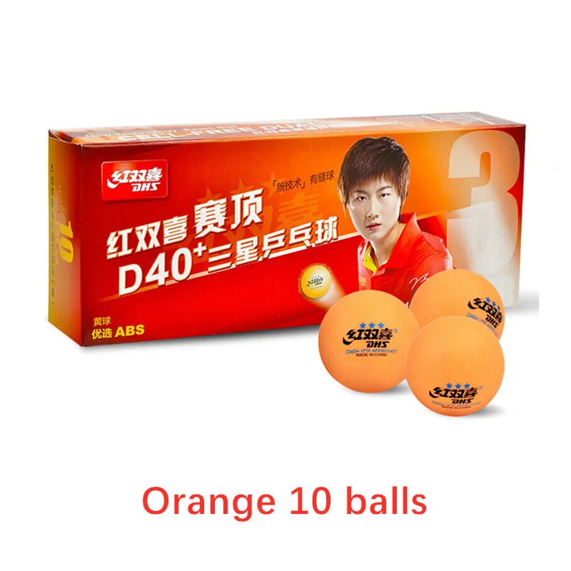 DHS 3 Star D40+ Table Tennis Ball 3-STAR New Material ABS Seamed Poly Plastic Original DHS Ball 3 Star Ping Pong Balls Orange 10 balls