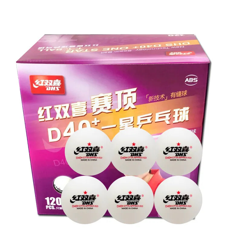 DHS Table Tennis Ball 120 Balls 1 Star D40+ Balls For Table Tennis Training ABS Seamed Poly Plastic Ping Pong Balls 120 ball with box