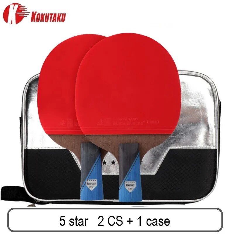 KOKUTAKU ITTF professional 4/5/6 Star ping pong racket Carbon table tennis racket bat paddle set pimples in rubber with bag 5star 2 CS
