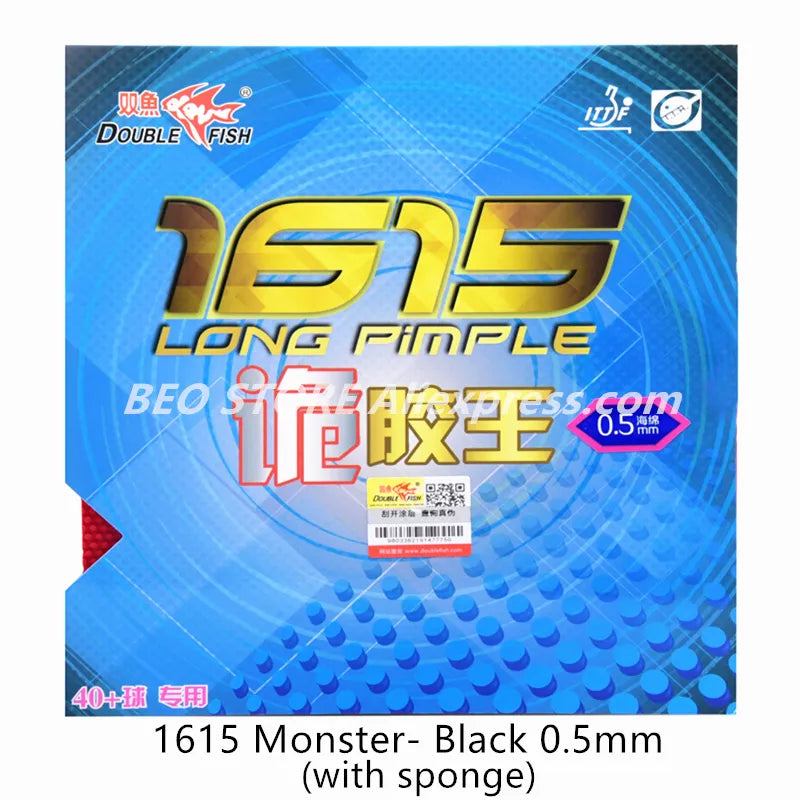 Double Fish 1615 Long Pimples Out Professional Long pimples Table tennis rubber Double Fish Ping Pong Sponge Mster Black 0.5mm