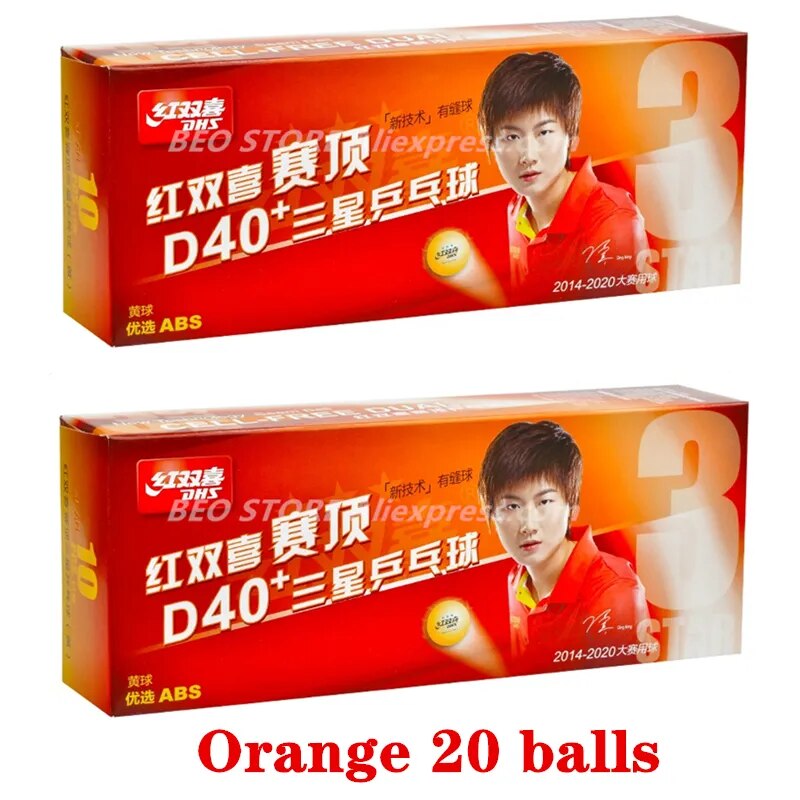 DHS 3 Star D40+ Table Tennis Ball 3-STAR New Material ABS Seamed Poly Plastic Original DHS Ball 3 Star Ping Pong Balls Orange 20 balls