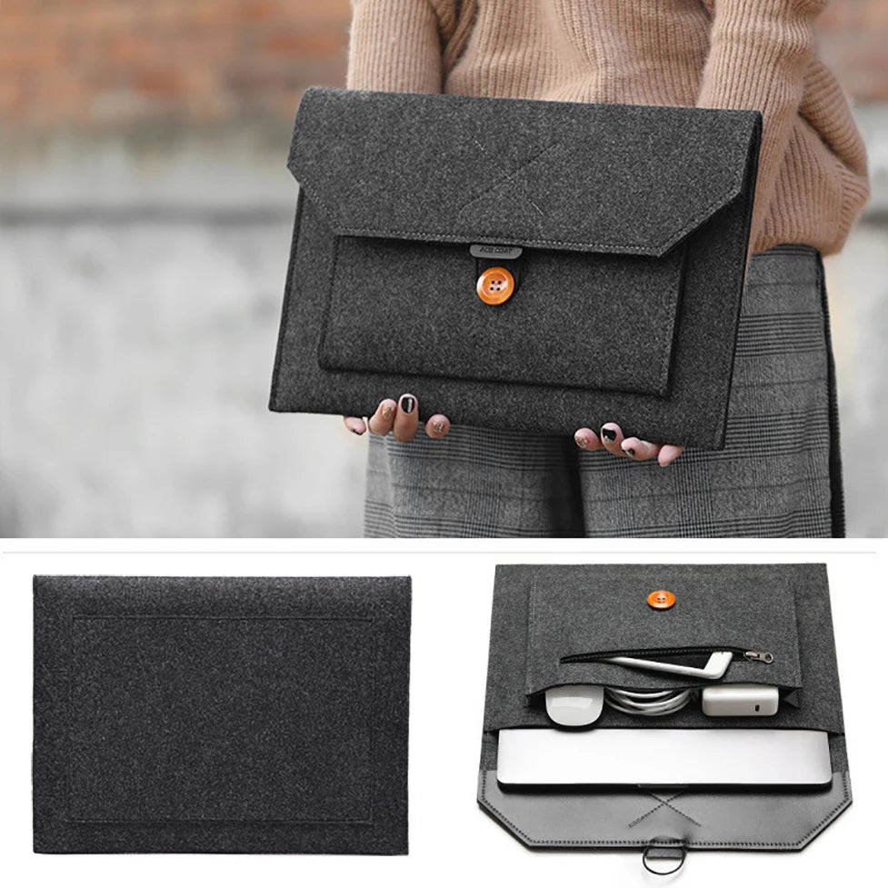 wool Felt Laptop bag Sleeve 11 12 13.3 14 15 16 Notebook Pouch Carrying Cover Macbook Air Pro M1 M2 Accessories Shockproof Women