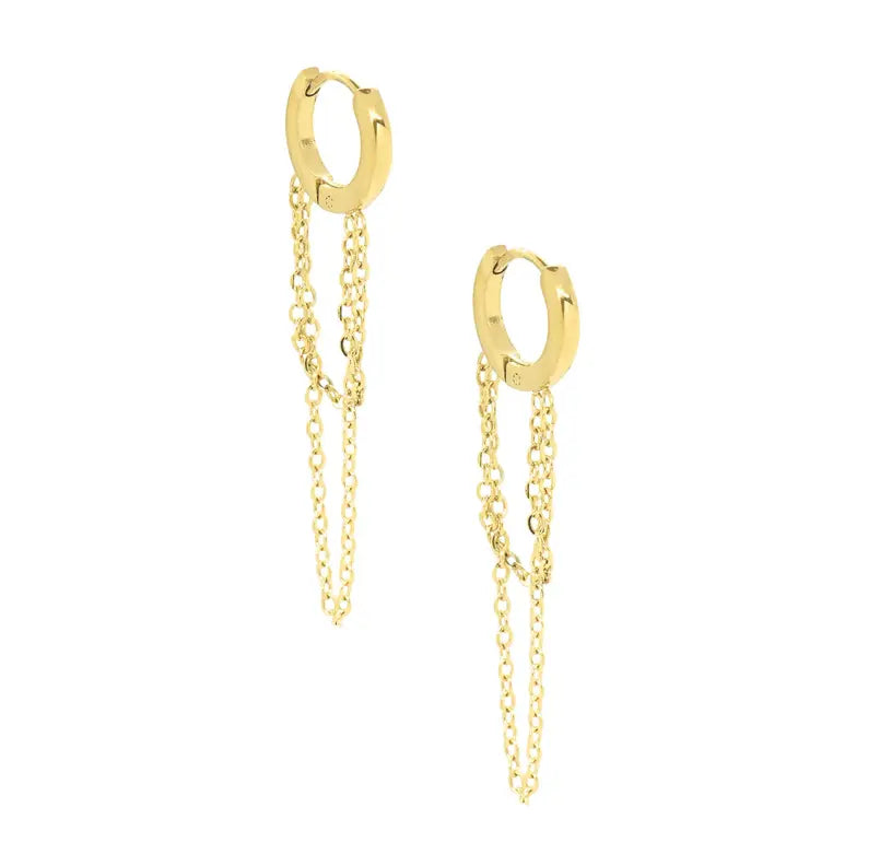 HALSEY GOLD DUO CHAIN HUGGIE EARRINGS Mai Desiree