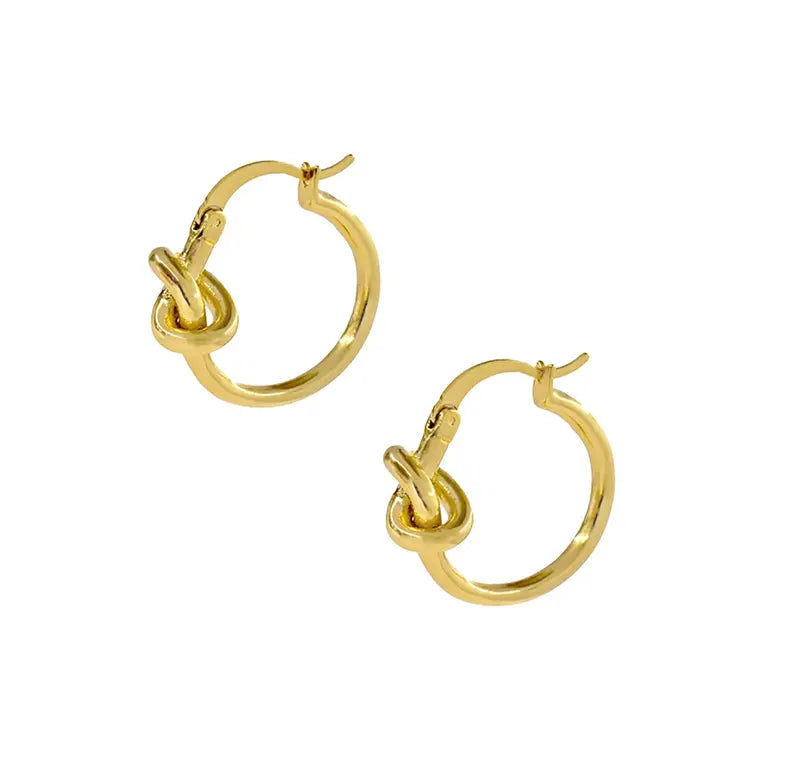 HARPER GOLD KNOT HOOP EARRINGS Mai Desiree