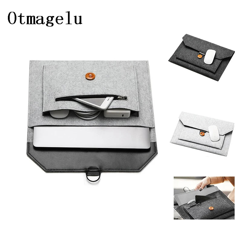 Soft Bussiness Wool Felt Sleeve Bag Case For Apple Macbook Air Pro Retina 13 14 15 15.6 Laptop For Mac book 11'' 12'' Tablet Bag