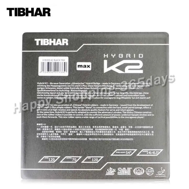 TIBHAR 2019 New HYBRID K2 (Sticky rubber + German Hard Sponge, Speed & Spin) Pips-in Table Tennis Rubber Ping Pong Sponge