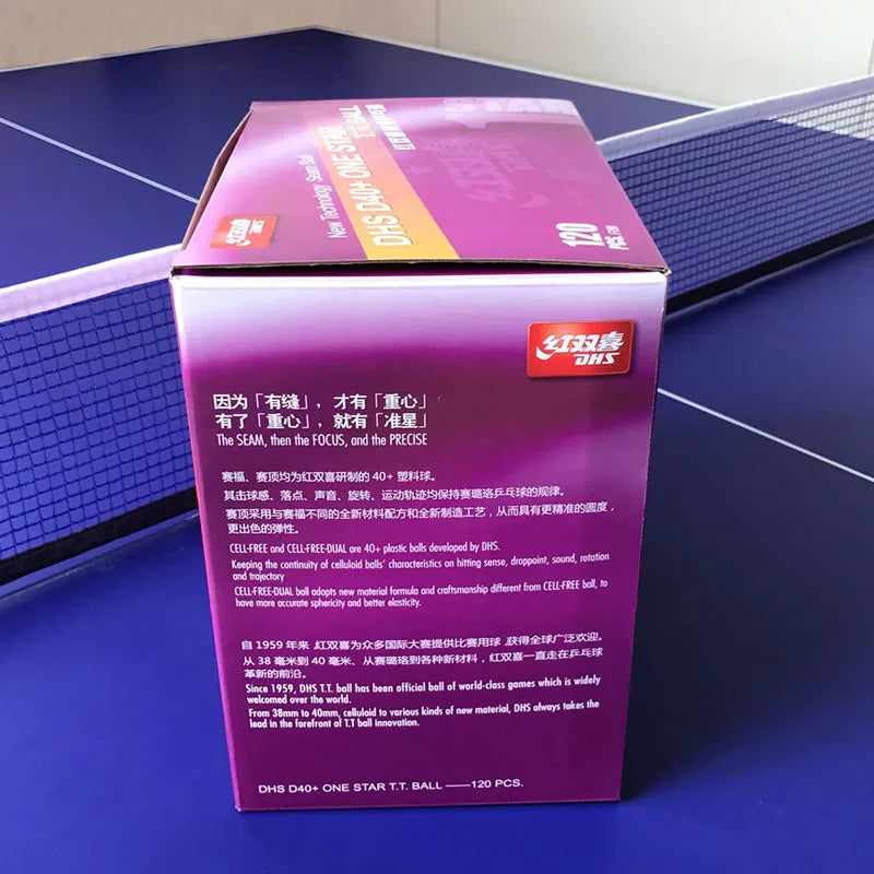 DHS Table Tennis Ball 120 Balls 1 Star D40+ Balls For Table Tennis Training ABS Seamed Poly Plastic Ping Pong Balls