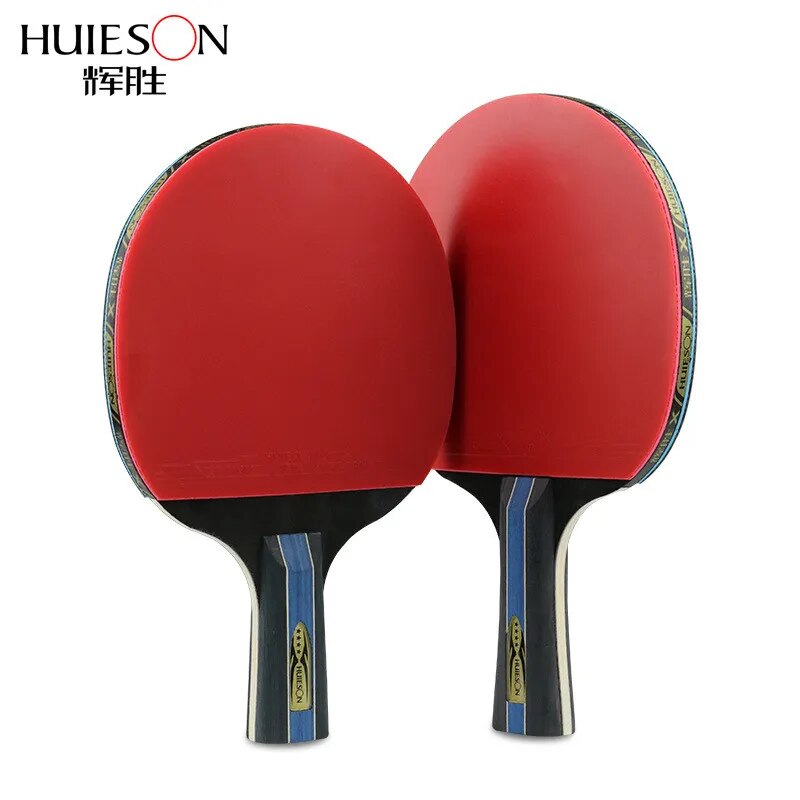 Huieson 7 Ply Pure Wood Table Tennis Racket Double Face Pimples-in Sticky Rubber 4 Star Ping Pong Paddle Bat for New Learners