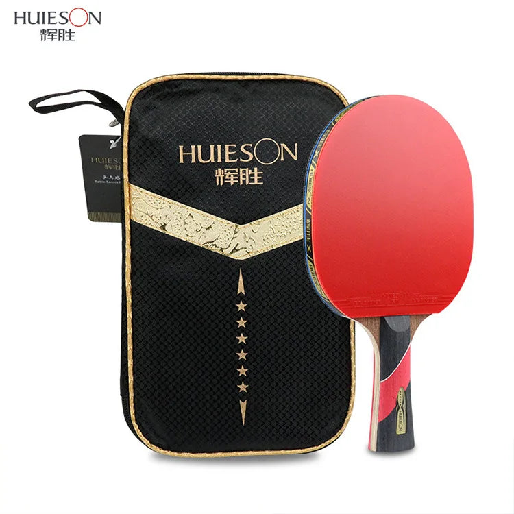 Huieson 6 Star Carbon Fiber Blade Table Tennis Racket Double Face Pimples in Pingpong Paddle Racket 1pcs long handle