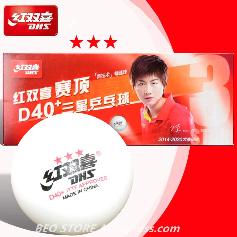 DHS 3 Star D40+ Table Tennis Ball 3-STAR New Material ABS Seamed Poly Plastic Original DHS Ball 3 Star Ping Pong Balls