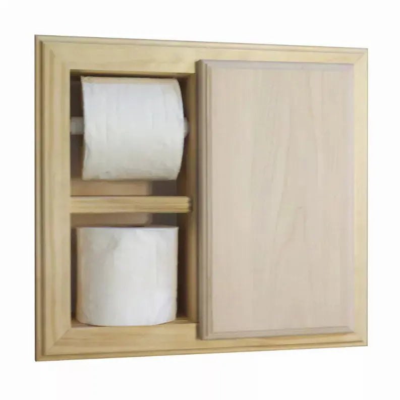 Haile Solid Wood Recessed Wood Toilet Paper Holder with Storage Cubby WG Wood Products, LLC