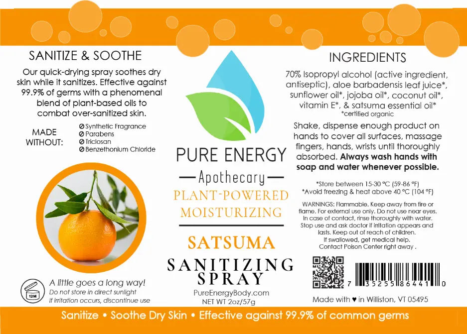 Hand Sanitizer Spray Pure Energy Apothecary
