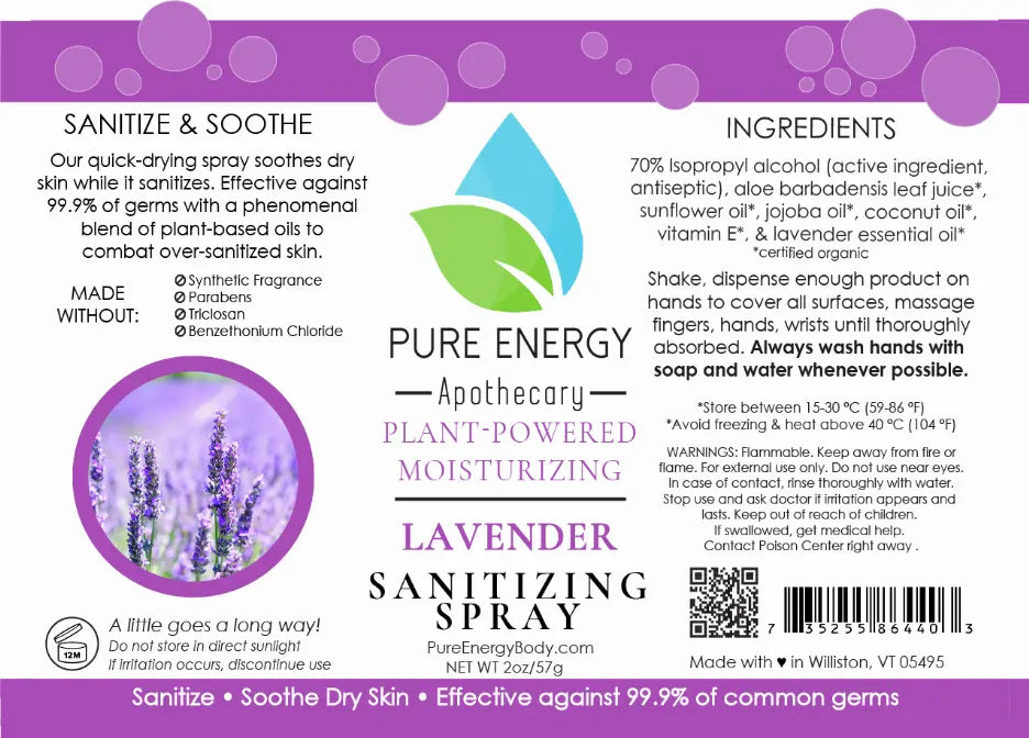 Hand Sanitizer Spray Pure Energy Apothecary