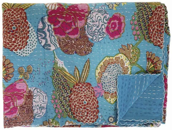 Hand Stitched Kantha Quilt / Coverlet Vintage Addiction