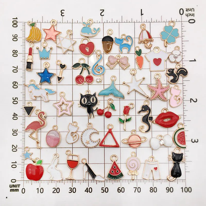 Handmade Diy Ornament Accessories Oil Dripping Alloy Small Pendant Mixed 100 Bracelet Pendant Accessories Material Accessories