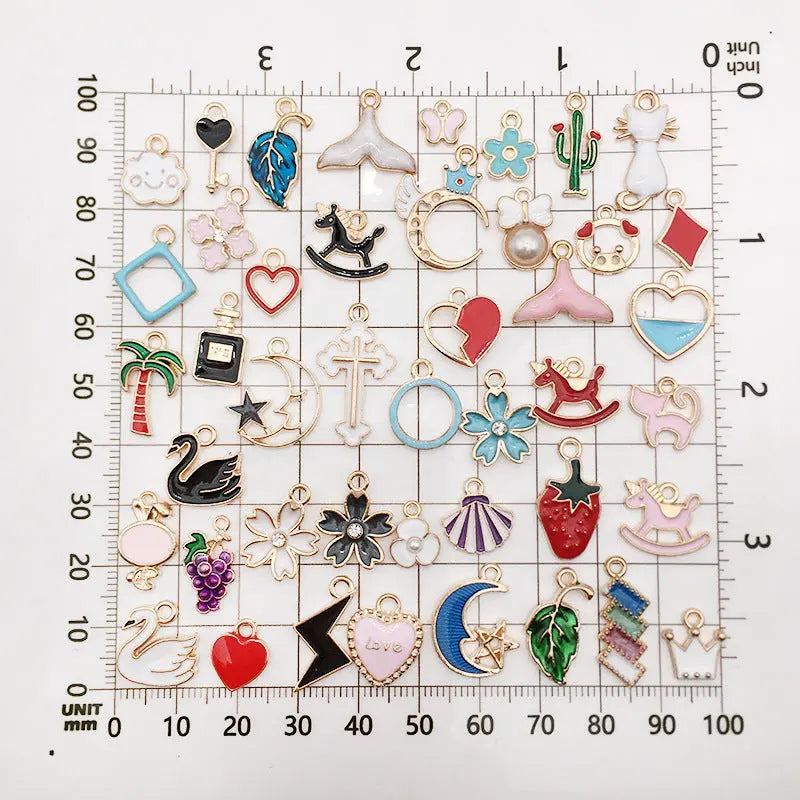 Handmade Diy Ornament Accessories Oil Dripping Alloy Small Pendant Mixed 100 Bracelet Pendant Accessories Material Accessories