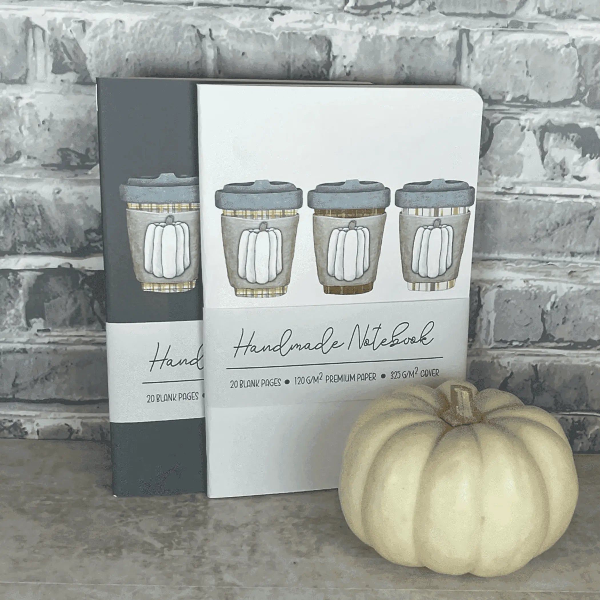 Handmade Saddle Bound Notebooks- Pumpkin Spice Trio - 2 Notebook Bundle Art by Erica H