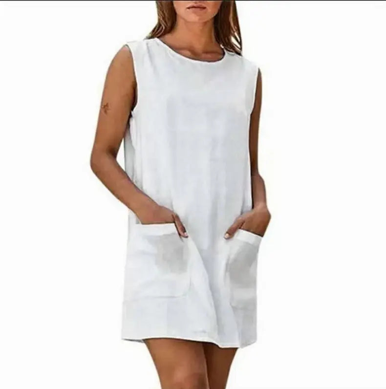 Handmade-Sleeveless 100% Linen Dress Pawsome Pet
