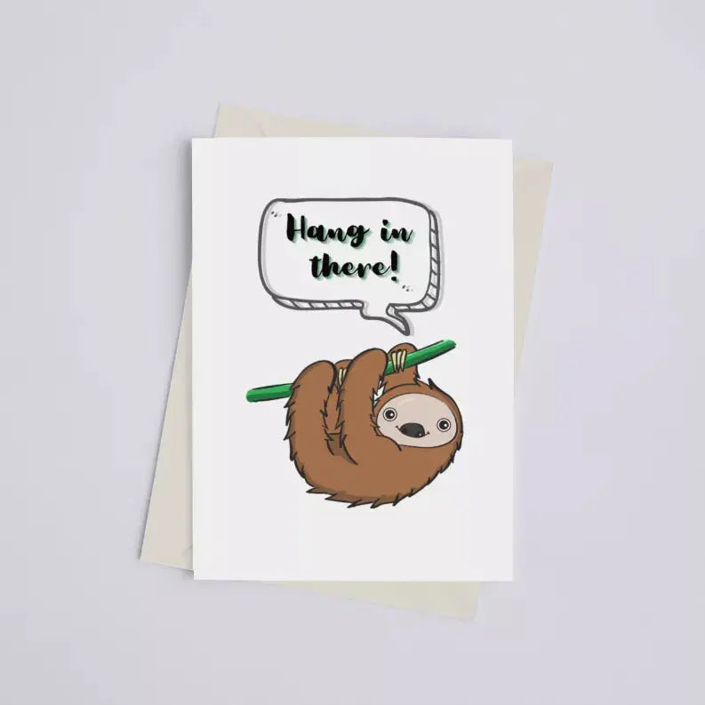 Hang in There - Greeting Card Black Cat Bazaar