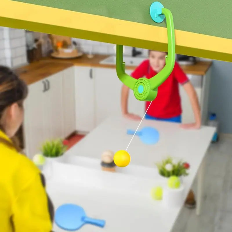 Hanging Table Tennis Trainer Table Tennis Self Training Set 2 Racket &amp; 3 Practice Ball Hanging Pingpong Self-training Set Parent