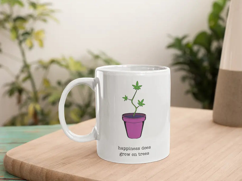 Happiness Does Grow on Trees Coffee Mug Black Cat Bazaar