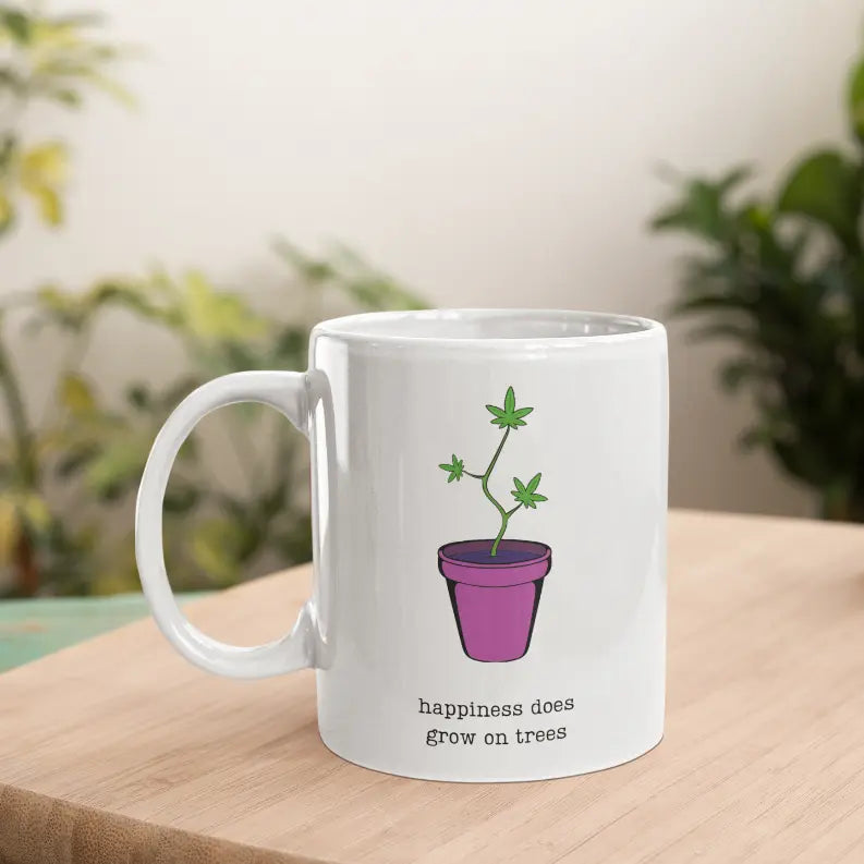 Happiness Does Grow on Trees Coffee Mug Black Cat Bazaar