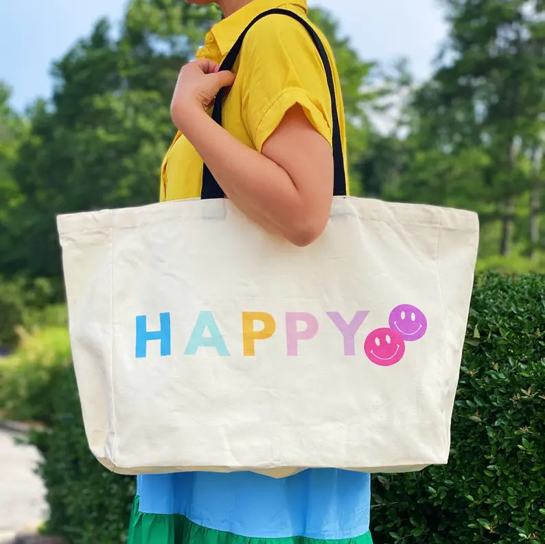 Happy And Smile Canvas Tote Ellison+Young