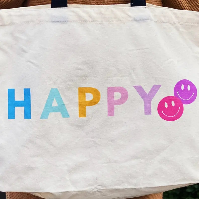 Happy And Smile Canvas Tote Ellison+Young
