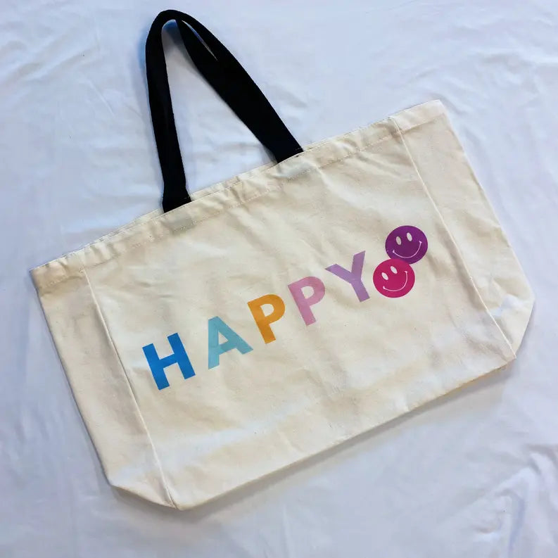 Happy And Smile Canvas Tote Ellison+Young
