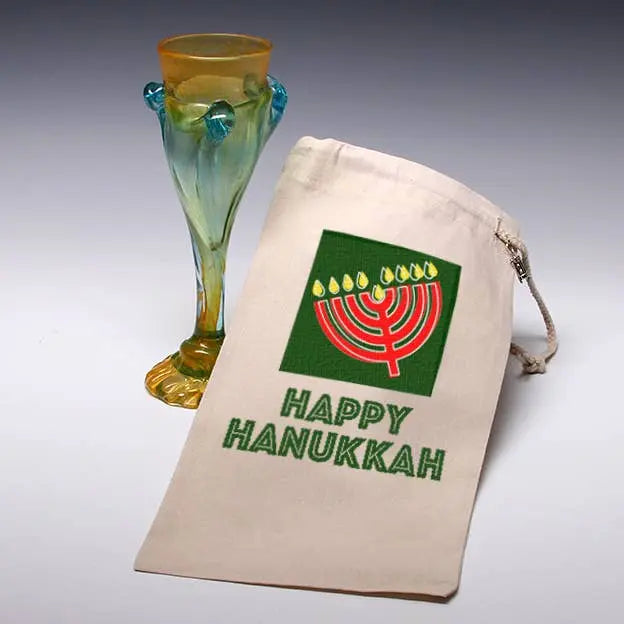 Happy Hanukkah Holiday Wine Tote Bag LIANE FRIED STUDIO