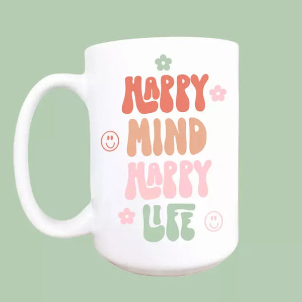 Happy mind happy life ceramic coffee mug Mug & Mini