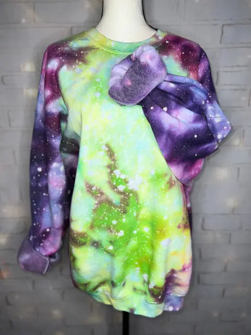 Harlequin Green Galaxy Ice Dyed Tie Dye Blank Crewneck Sweatshirt The Blended Owl
