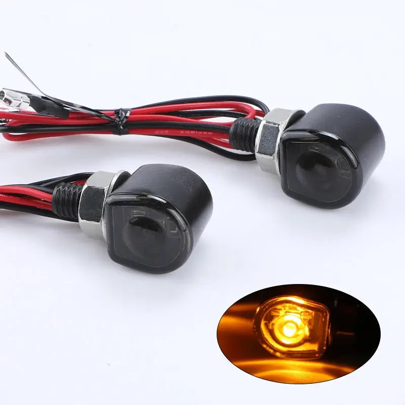 Harley Motorcycle Modified Retro Metal Led Turn Signal Hidden Finger Light Mini Direction Light 12V Indicator Light GreatEagleInc