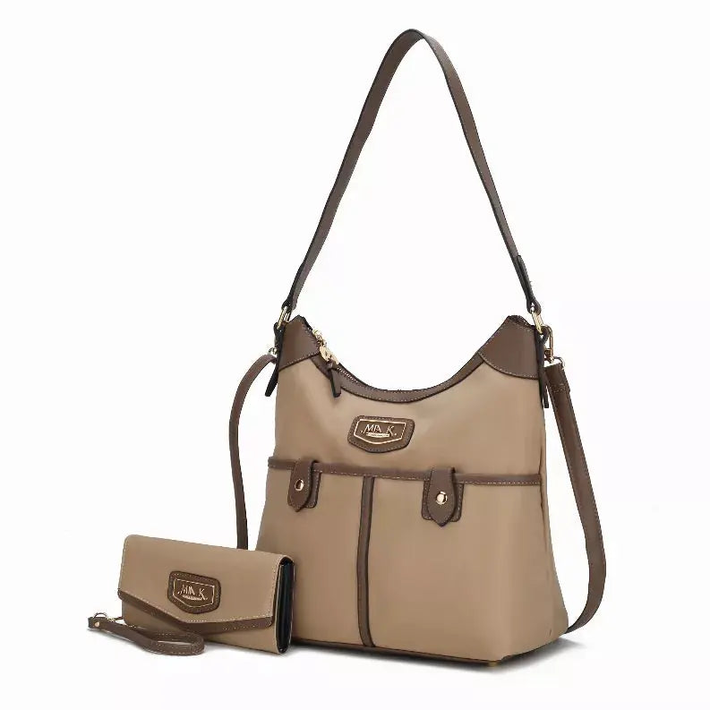 Harper Nylon Hobo Shoulder Handbag with Matching Wallet MKF Collection by Mia K.