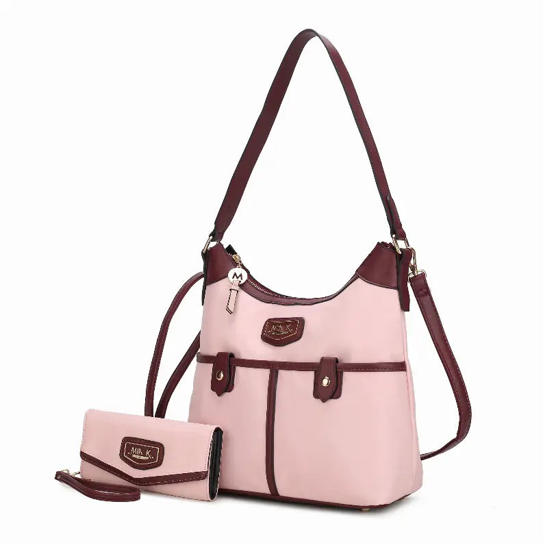 Harper Nylon Hobo Shoulder Handbag with Matching Wallet MKF Collection by Mia K.