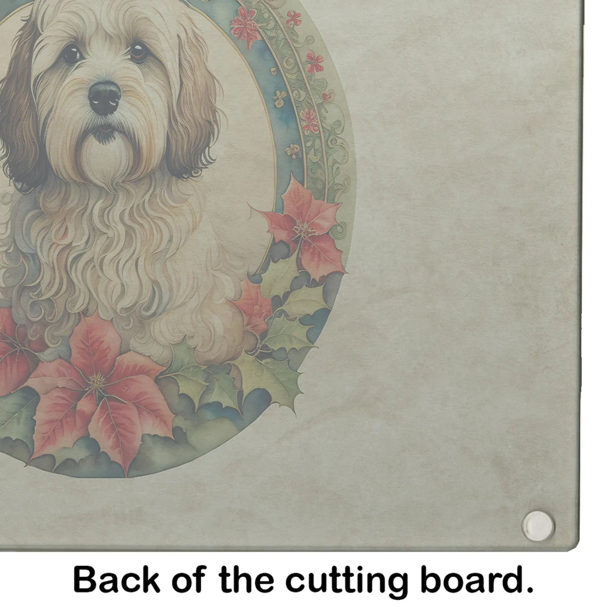 Havanese Christmas Flowers Glass Cutting Board Caroline's Treasures