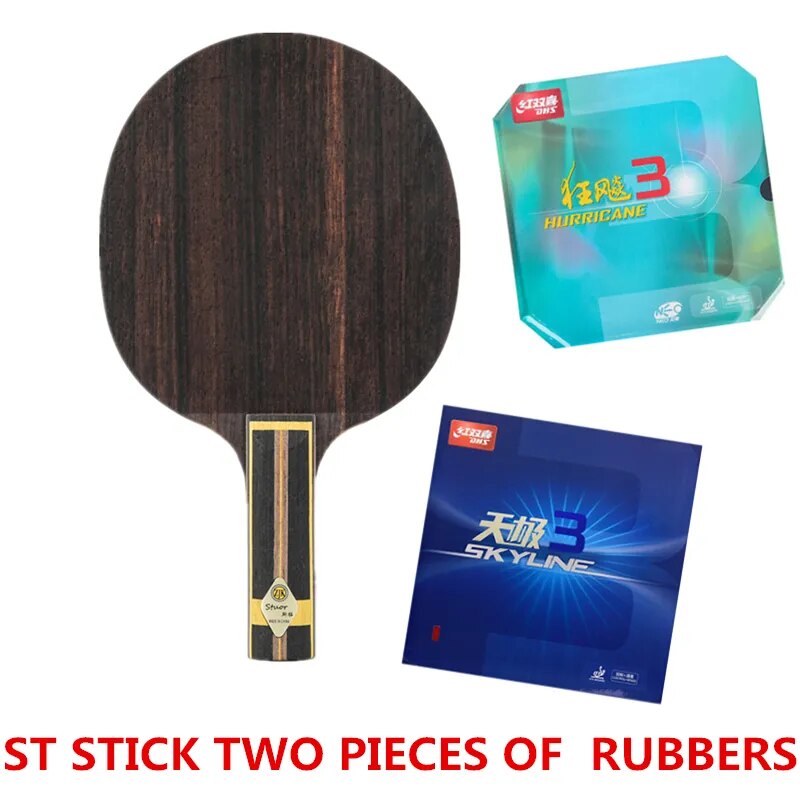 Stuor BLACK GOLD Violent Ebony Carbon ZLC built-in ALC inner Table Tennis Blade Ping Pong Racket fast attack High elasticity ST WITH TWO RUBBERS