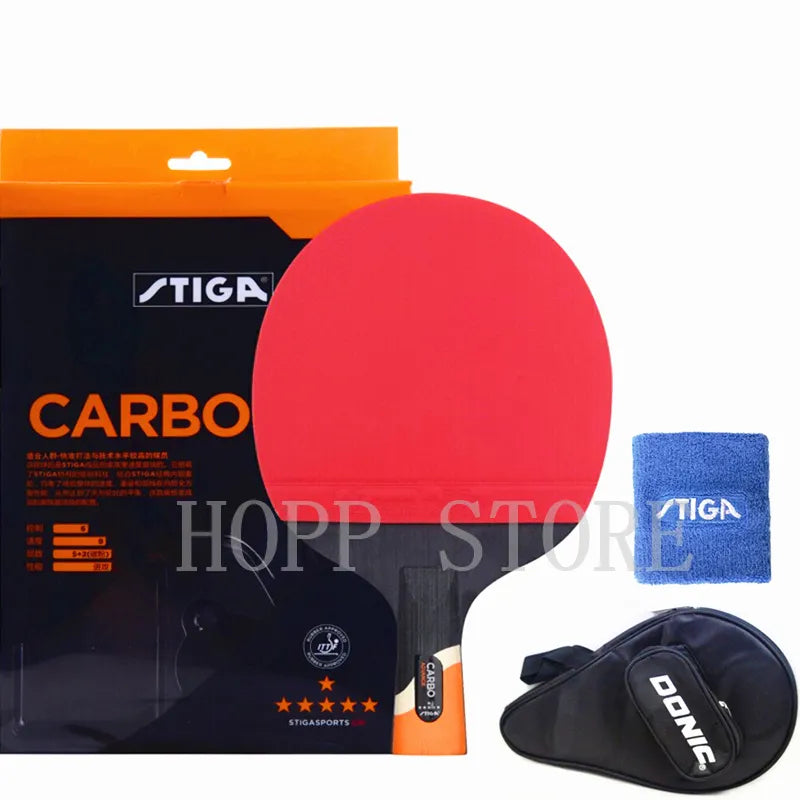 STIGA 6 Star Racket Offensive Professional Carbon Pimples In Rubber Original Stiga Table Tennis Rackets Ping Pong Paddle Bat Short handle Gifts