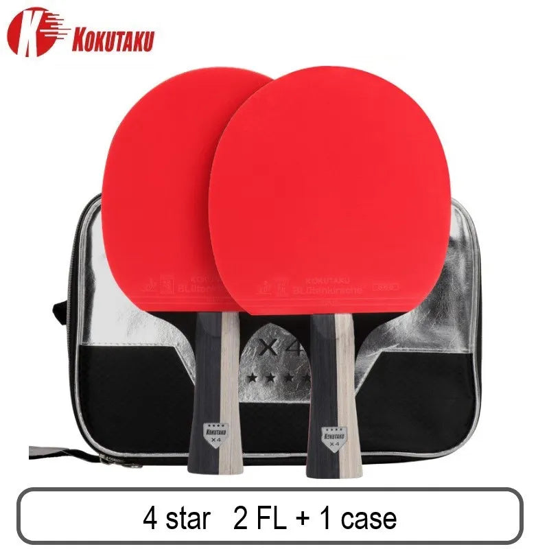 KOKUTAKU ITTF professional 4/5/6 Star ping pong racket Carbon table tennis racket bat paddle set pimples in rubber with bag 4star 2 FL