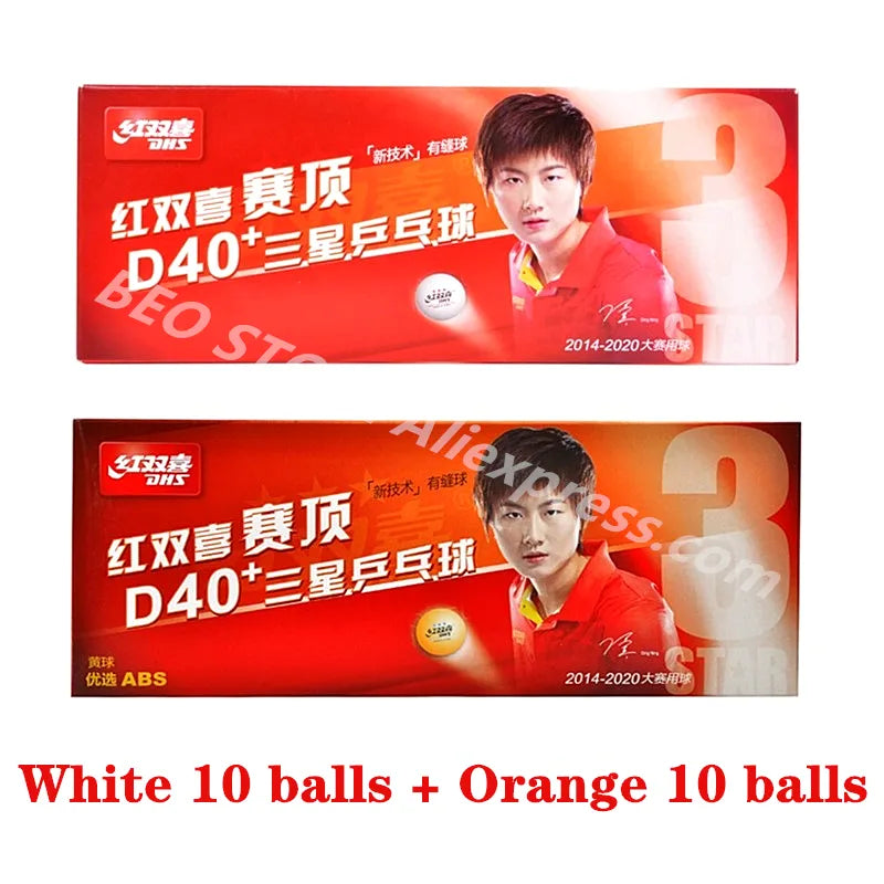 DHS 3 Star D40+ Table Tennis Ball 3-STAR New Material ABS Seamed Poly Plastic Original DHS Ball 3 Star Ping Pong Balls White 10 Orange 10