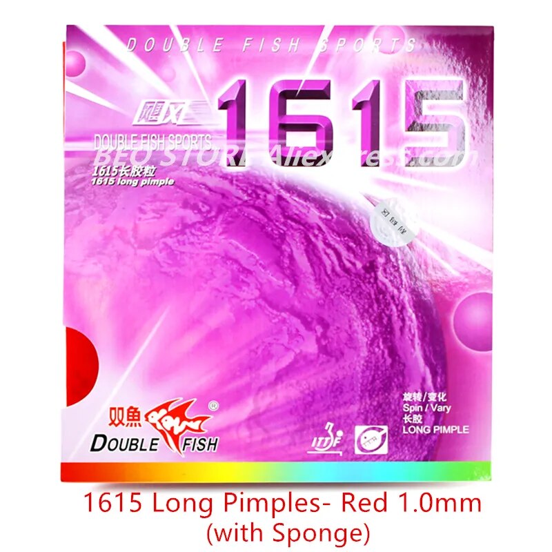 Double Fish 1615 Long Pimples Out Professional Long pimples Table tennis rubber Double Fish Ping Pong Sponge 1615 Red 1.0mm