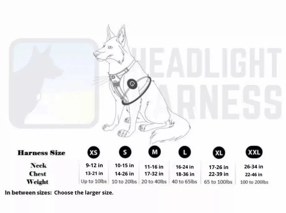 Headlight Harness, Dog Harness with Built In LED Light Headlight Harness