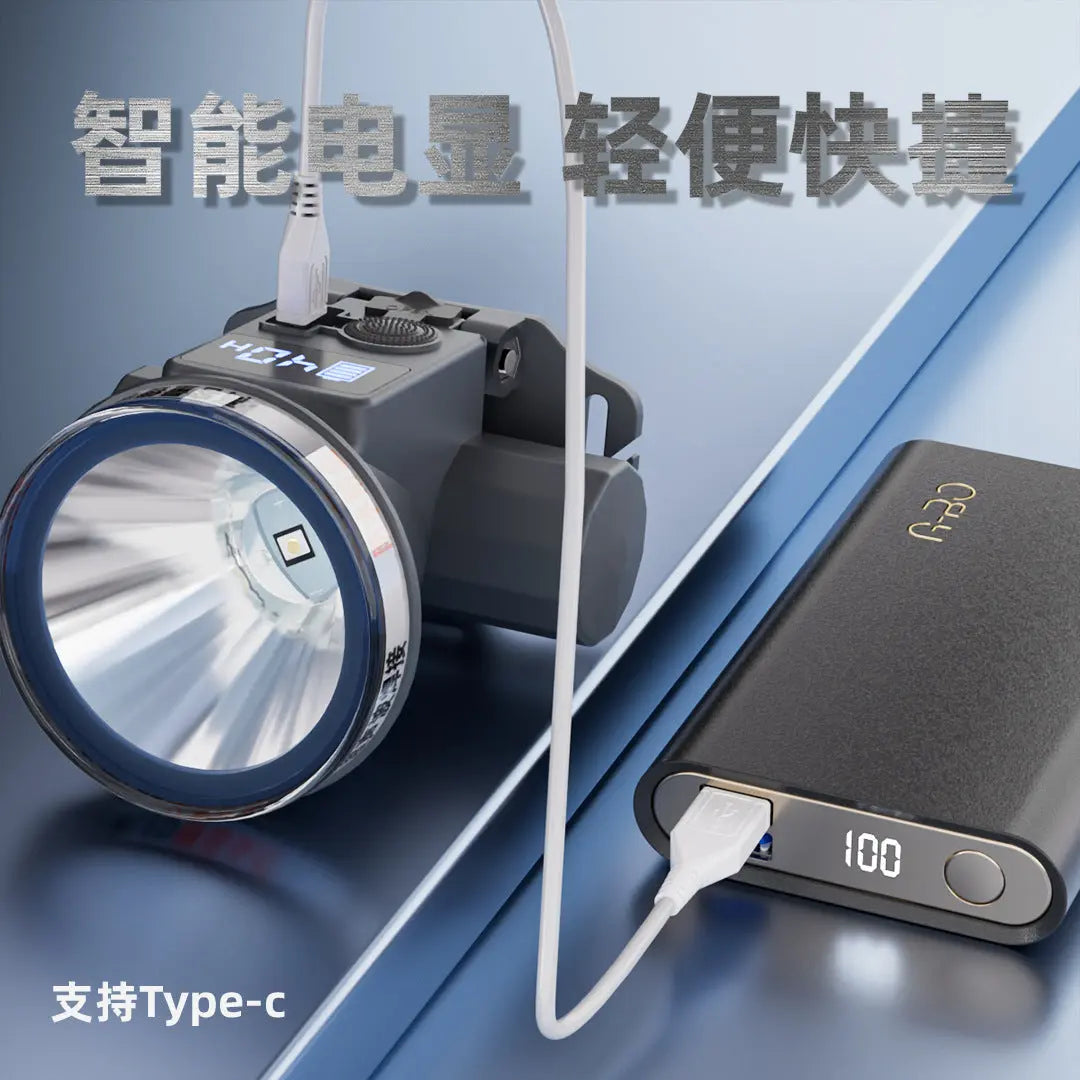Headlight Strong Light Outdoor Special Led Ultra-Long Battery Life Rechargeable Waterproof Searchlight Super Bright Night Fishing Long-Range Fishing Light GreatEagleInc